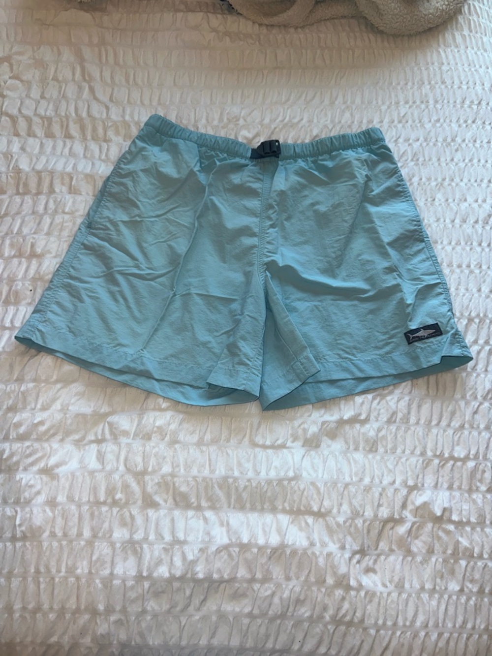Light Teal Women’s Athletic Shorts with Adjustable Buckle Waist
